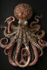 Octopus in a ball gown seen from above - obrazy, fototapety, plakaty