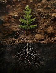 tree growing in soil sprout seed botany macro - by generative ai