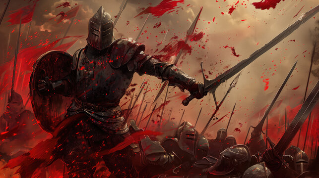 fantasy army battle warrior knight medieval - by generative ai