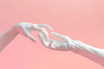 Hand sculpture from the picture of the creation of adam, creation of adam, concept of the creation of man, sculpted hands 