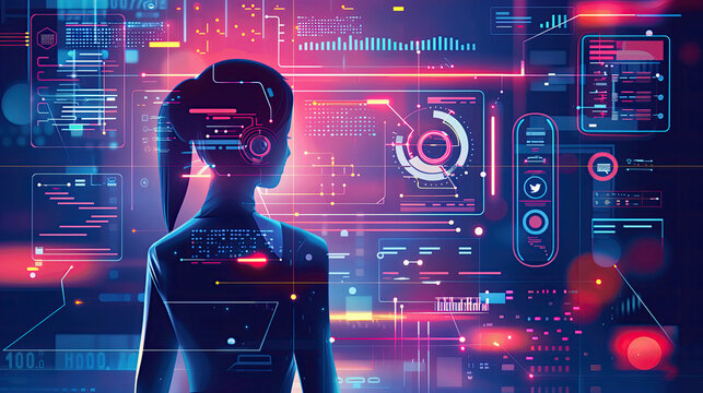 technology cyberpunk futuristic web 3 software network business - by generative ai