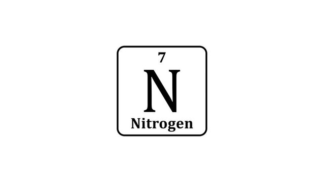 Nitrogen icon texture animation. 7 number N Nitrogen 
 on white background 4k video.