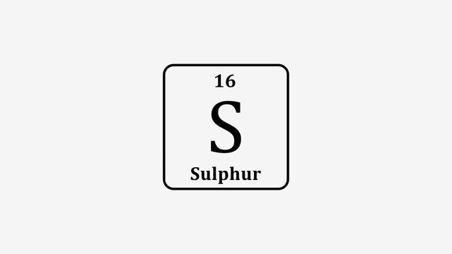 16 Number Sulphur icon animation, on white background 4k video.