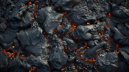 Aerial view of the texture of a solidifying lava field closeup : Generative AI