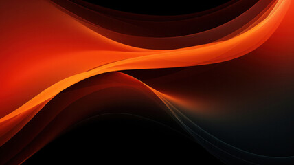 Abstract black and orange neon background. Shiny moving lines and waves. Glowing neon pattern for backgrounds, banners, wallpapers, posters and covers. Generative AI.
