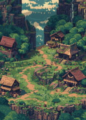 carthography map asset heroic fantasy rpg river village - by generative ai	