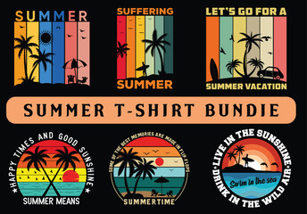 Summer Tshirt design bundle package summer retro design bundle summer design for 2024