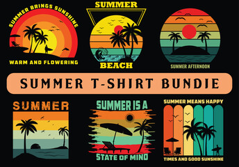 Summer Tshirt design bundle package summer retro design bundle summer design for 2024