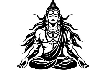 Lord Shiva simple outline vector silhouette 