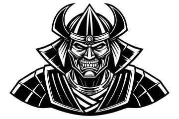 Samurai with mask vector silhouette 