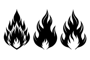 Fire icons vector silhouette 
