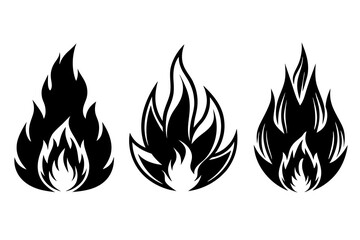 Fire icons vector silhouette 