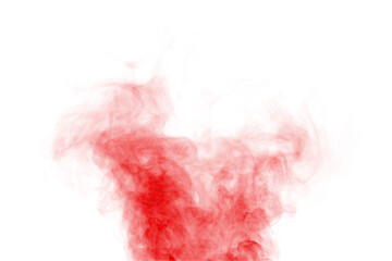 red smoke steam spray isolated on a white background. abstract vapor water concept of texture cold...