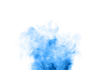 blue smoke steam spray isolated on a white background. abstract vapor water concept of texture cold...