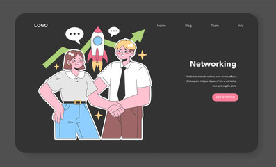 Young professionals connect under the theme of networking. Flat vector illustration