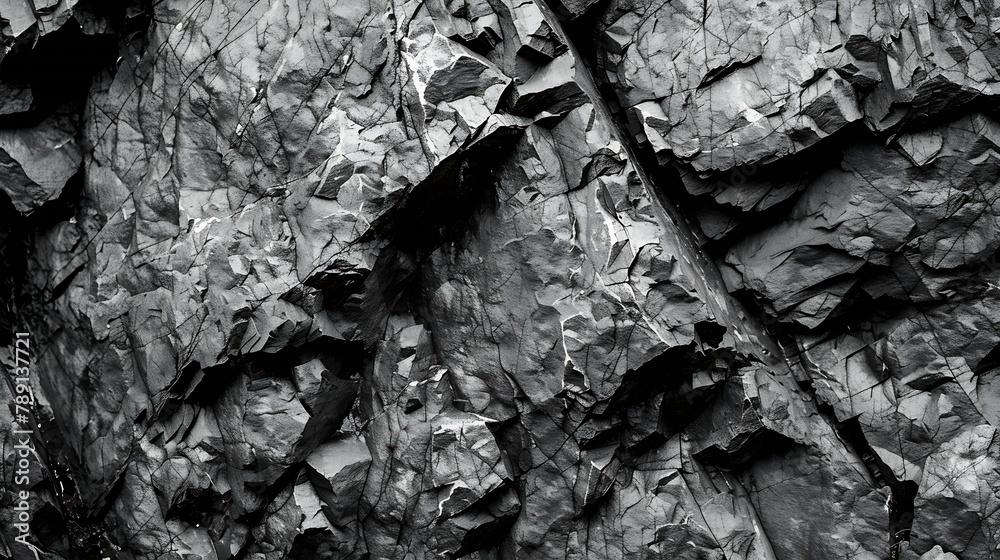 Aufkleber black white rock texture mountain surface closeup gray stone background with copy space for design w