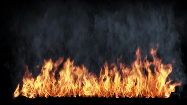 Fire on the ground with smoke. Can be used as a special effect for your projects, background for designs, scenes, etc.