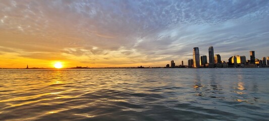 Sunset over New Jersey looking from Lower West Manhattan.