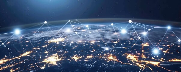 A global network connection over the planet earth.