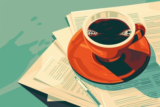 This image features a steaming cup of coffee beside a newspaper, ideal for blogs on current events or morning routines.