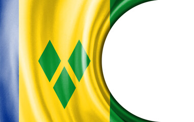 Abstract illustration, Saint Vincent and the Grenadines flag with a semi-circular area White background for text or images.