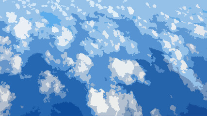 Realistic illustration of blue sky white cloud background.
