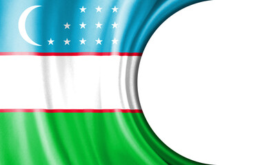 Abstract illustration, Uzbekistan flag with a semi-circular area White background for text or images.