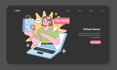 virtual product demo, promoting instant online engagement. Flat vector illustration.