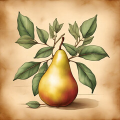 pear on parchment paper background