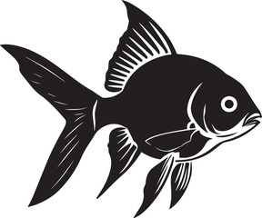fish silhouette vector black on white background,