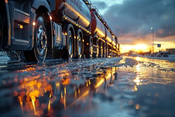 Water supply via tank trucks, providing 247 availability to ensure uninterrupted access to fresh water for homes and businesses - obrazy, fototapety, plakaty