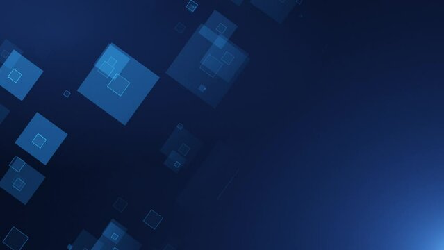 Digital business corporate background with particles and geometric shapes, data analysis technologies, network connection, big data, computer technology concept. Seamless loop
