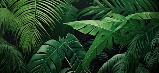 Tropical foliage creating a lush green nature backdrop.