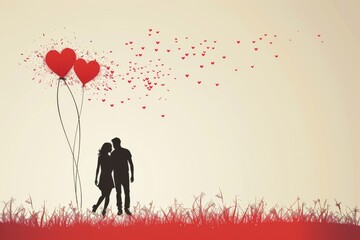 Celebrate Romantic Moments with Art: Gentle Embraces and Heartwarming Gestures in Trendy Illustrations for Love Celebrations - obrazy, fototapety, plakaty