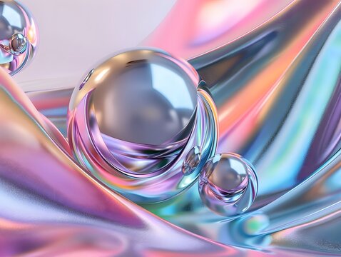 3D Pastel Shapes chrome efect