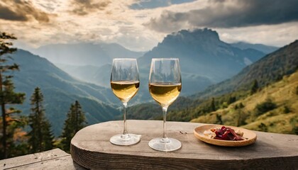 two glasses of wine on a terrace,wine, glass, drink, alcohol, white, table, red, beverage, 