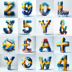 Fototapeta premium Sweden flag glass lettering. AI generated illustration