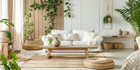 Fototapeta na wymiar interior living room with armchair and plant on white background