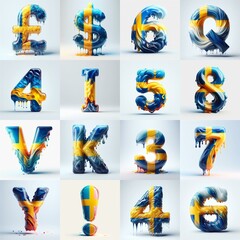 Fototapeta premium Sweden flag glass lettering. AI generated illustration
