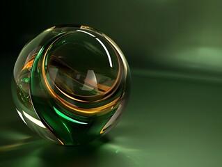 A abstract glass sphere green dark background luxory