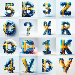 Fototapeta premium Sweden flag glass lettering. AI generated illustration