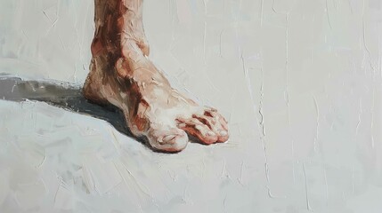 Detailed portrayal of a foot experiencing a cramp, set against a straightforward white canvas.
