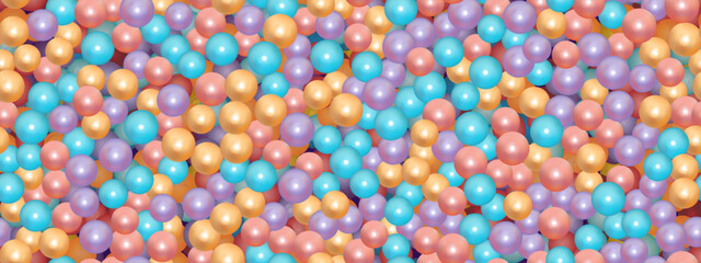 Delicate pastel sweet dragees in the form of a seamless pattern. Plastic or rubber balls in a children dry pool. Abstract vector bg with pink, blue, yellow and lilac peas