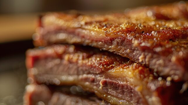 Juicy Smoked BBQ Ribs Close-up with Glistening Sauce