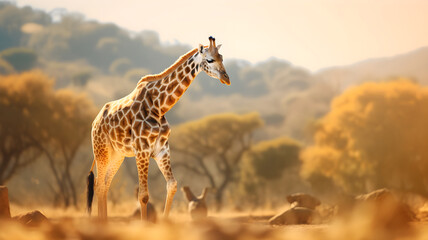 giraffe Harmonious Stride Towards Unity and Understanding - obrazy, fototapety, plakaty