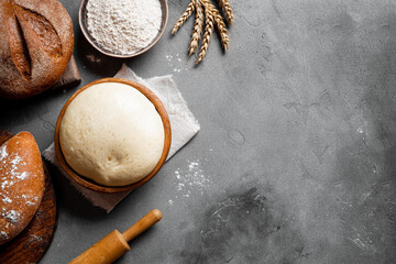 Bowl of fresh dough, baking concept