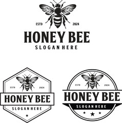 honey bee logo design with editable vector file