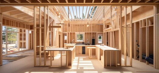 Interior of a house under construction.