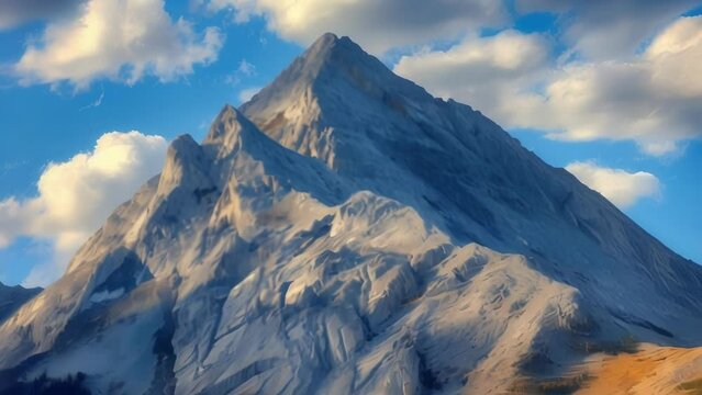 Closeup of a mountain peak with HDR imaging creating a stunning landscape image that captures the natural shadows and highlights creating a sense of depth and dimension. .