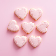 Fototapeta premium heart Biscuits ,Close to overlooking,light pink background сreated with Generative Ai